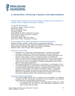 Generalism - The Royal College of Physicians and Surgeons of