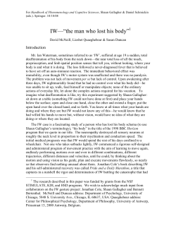 IW&mdash;&ldquo;the man who lost his body&rdquo; - McNeill Lab