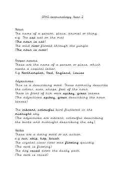 SPAG terminology Year 2 Noun The name of a person, place