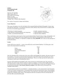 Syllabus Environmental Health Geography 402 Instructor: Dr. Paul