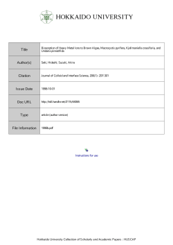 Biosorption of Heavy Metal Ions to Brown Algae, Macrocystis