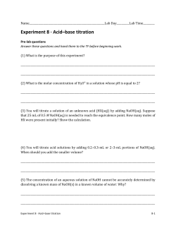 Experiment 8 &middot;∙ Acid&ndash;base titration