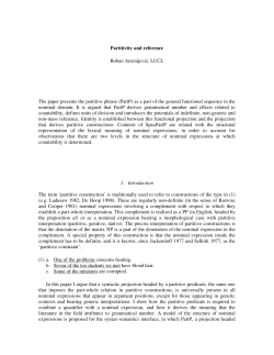 Partitivity and reference Boban Arsenijević, LUCL The paper