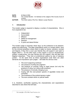 The Judicial Burden: An Address to the Judges of the