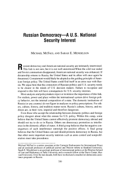 Russian Democracy-A US National Security Interest