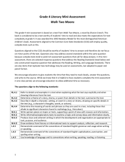 Grade 4 Literary Mini-Assessment Walk Two
