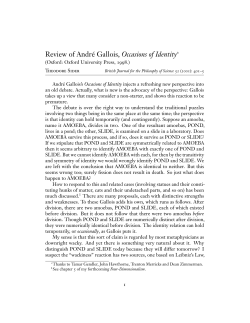Review of Andr&eacute; Gallois, Occasions of Identity