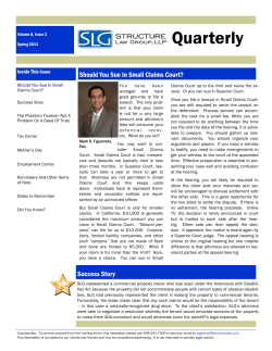 Spring Newsletter - 2013
