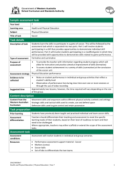 Physical Education Year 7 Sample Assessment Task - K