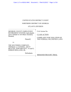 1 Complaint for Violation of the Federal Securities Laws 01/20/2017