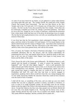 Magna Carta: Luck or Judgment