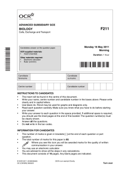 Question paper - Unit F211 - Cells, exchange and transport