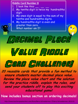 Riddle Card Number 8 - Mrs. Cark`s Math Classes