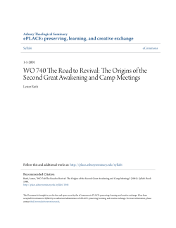 The Origins of the Second Great Awakening and Camp