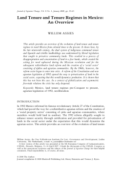 Land Tenure and Tenure Regimes in Mexico: An Overview