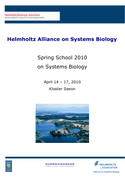 Spring School 2010 on Systems Biology