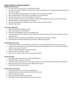 Chapter 14 Section 3 &ndash; The Russian Revolution Background to