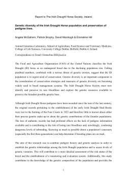 1 Report to The Irish Draught Horse Society, Ireland Genetic
