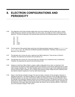 8. ELECTRON CONFIGURATIONS AND PERIODICITY