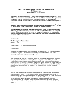DBQ: The Significance of the Civil War Amendments Bill Woolwine