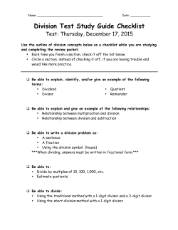 Division Test Study Guide Checklist