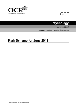 Mark scheme - Unit G543 - Options in applied psychology