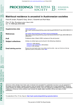 Matrilocal residence is ancestral in Austronesian societies