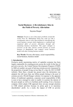 Social Business: A Revolutionary Idea in the Field of Poverty