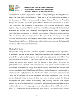 Testimony of The Legal Aid Society on the
