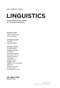 linguistics - De Gruyter