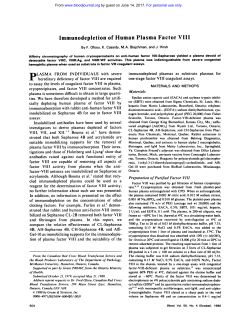 Immunodepletion of Human Plasma Factor VIII