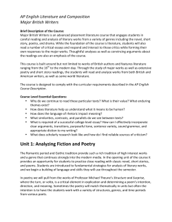 Unit 1: Analyzing Fiction and Poetry
