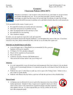 Geometry Classroom Policies (2016