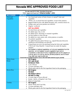 Nevada WIC APPROVED FOOD LIST