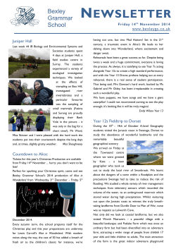 NEWSLETTER - Bexley Grammar School