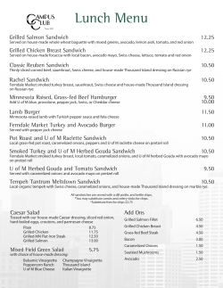 Lunch Menu - Campus Club