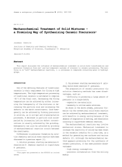 Mechanochemical Treatment of Solid Mixtures &ndash; a Promising Way of