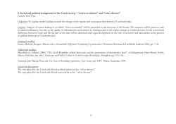 6. Social and political background of the Czech society &ndash; &ldquo;velvet