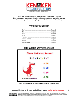 TABLE OF CONTENTS THIS WEEK`S KENTERTAINMENT