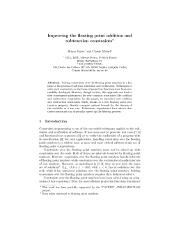 Improving the oating point addition and subtraction constraints*