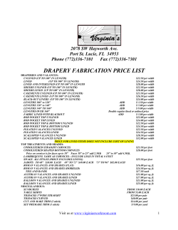 DRAPERY FABRICATION PRICE LIST