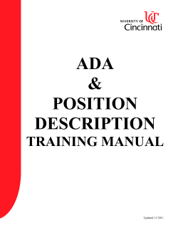 ADA POSITION DESCRIPTION - University of Cincinnati