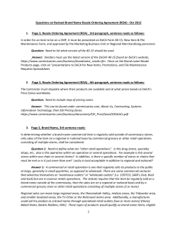 1 Questions on Revised Brand Name Resale Ordering Agreement