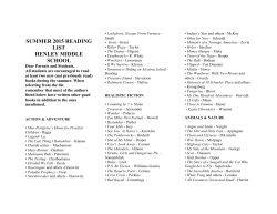 SUMMER 2015 READING LIST HENLEY MIDDLE SCHOOL
