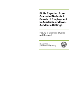 Skills Expected from Graduate Students in Search of Employment in