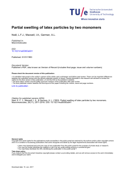 Partial swelling of latex particles by two monomers