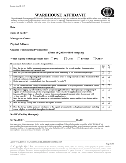 warehouse affidavit - Quality Assurance International