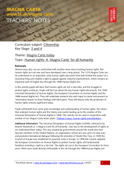 Curriculum subject: Citizenship Key Stage: 3 and 4 Theme: Magna