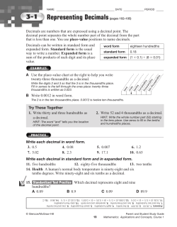 Adding and Subtracting Decimals