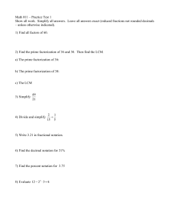 Math 011 &ndash; Practice Test 1 Show all work. Simplify all answers